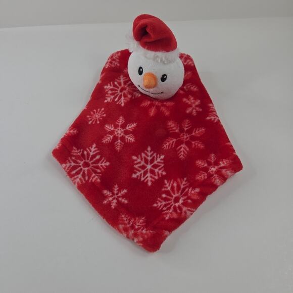 HB Snowman Lovey 13-1/2 Inch Security Blanket Christmas Snowflake Print Fleece - Picture 8 of 13